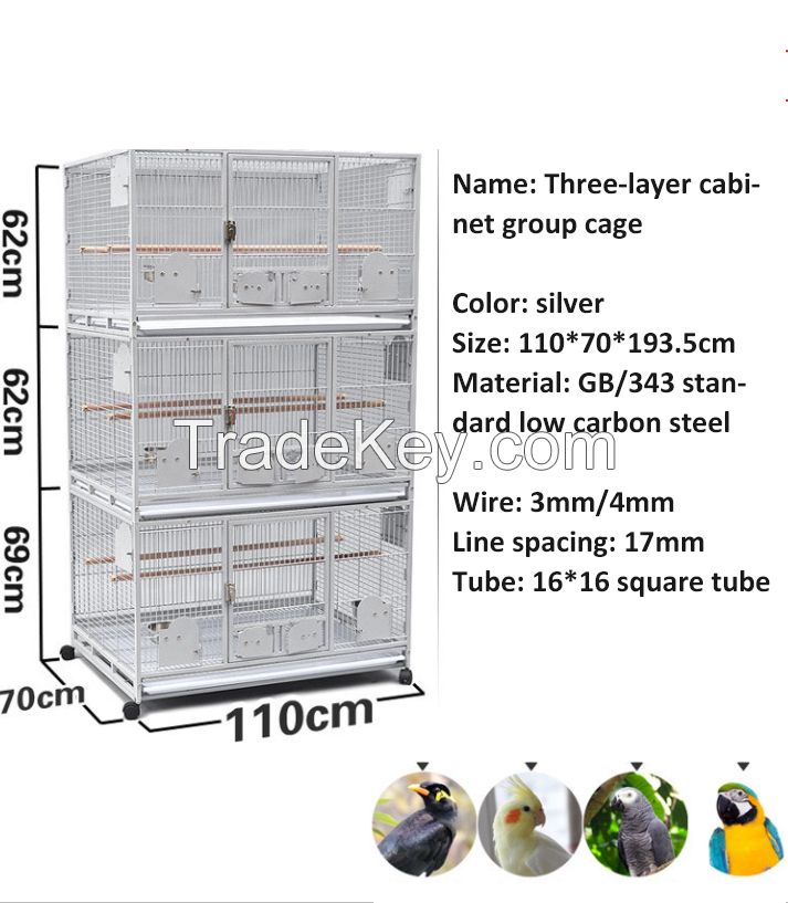 Wrought Iron Bird Cage with Rolling Stand for Parrots Conure Lovebird Cockatiel Pigeon Cages that Can Be Stacked