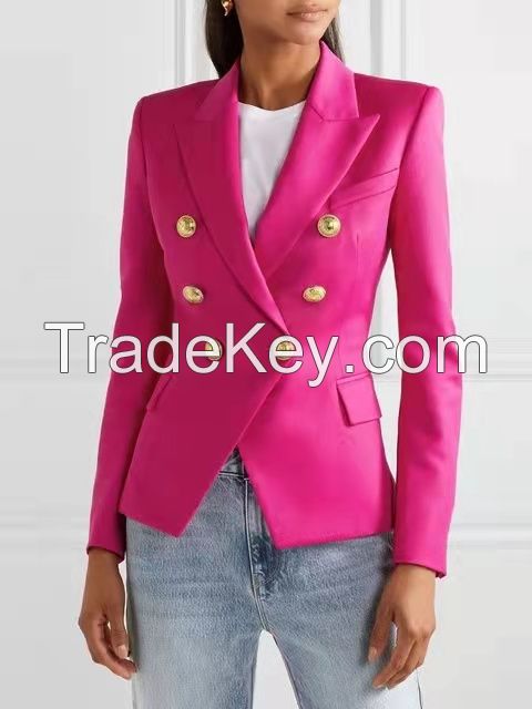 Fashion Blazer Women Coat  Blazer Double Breasted Female Basic Coat Ladies Overcoat