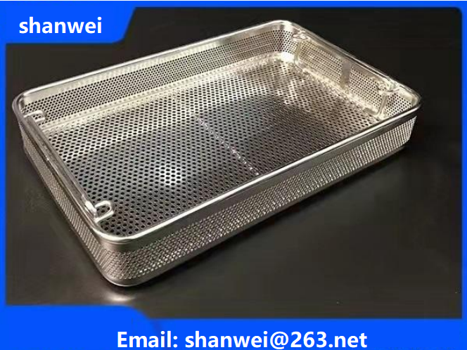 Sterilisation perforated Dental Medical Lab with handles Stainless Steel Tray