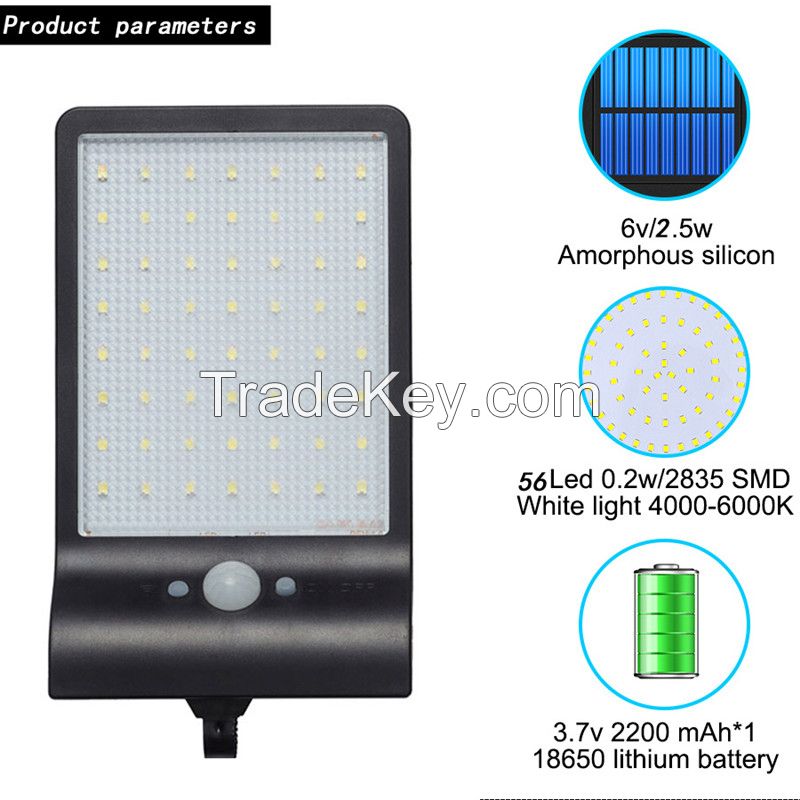 56LED solar powered PIR sensor flood Light