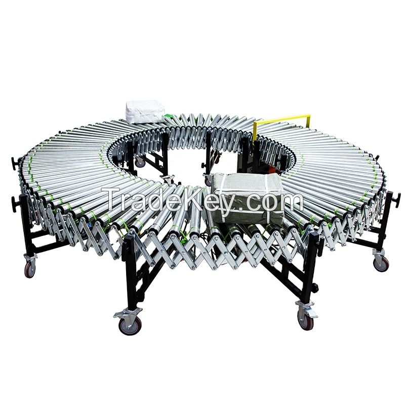 Power Warehouse Expandable Telescopic Flexible Roller Conveyor