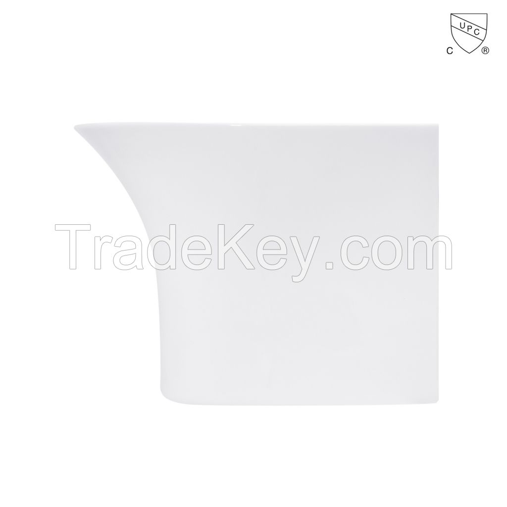 Wholesale bathroom handmade ceramic CUPC certified glassy white oval wall mount sink