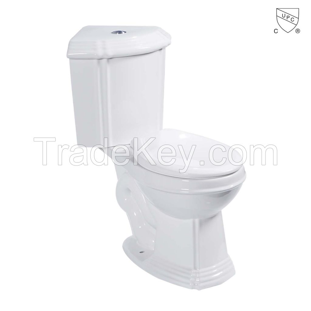 CUPC certified classic design sanitary ware bathroom two piece toilet water closet