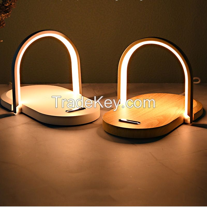 15W Wireless Charger Mobile Phone LED Desk Charging Lamp Holder Reading Table Night Light For Home Bedroom Living Room Office 