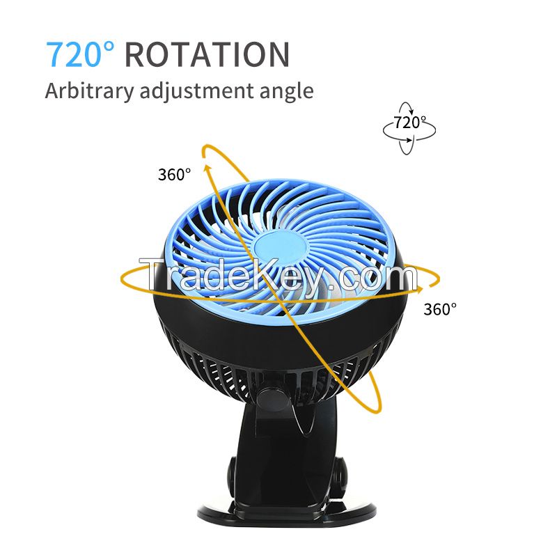 Mini Fan Portable With Clip 4 Blades USB Rechargeable Battery for Home Bedside Table Desk Office School Camping Car Travel 