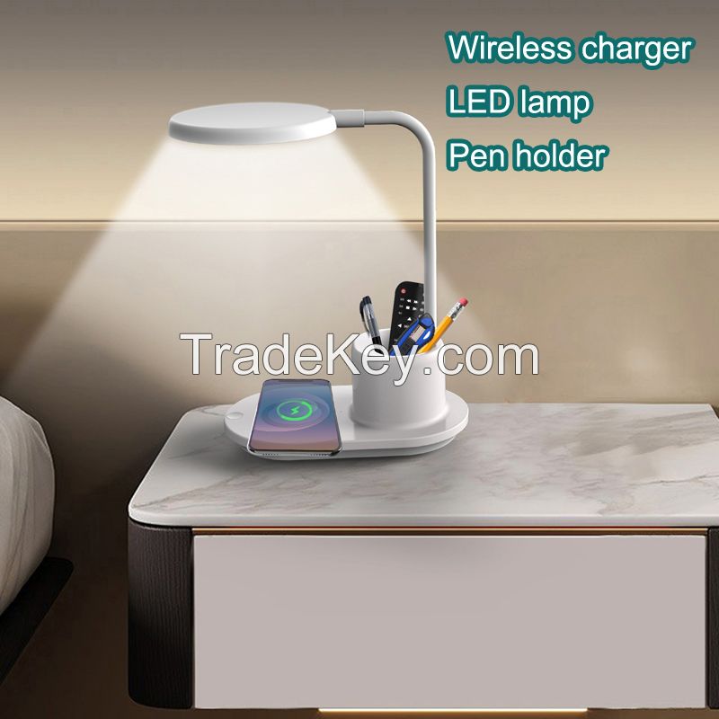 Table Desk Night Light For Home Bedroom Reading Room Children Gifts Mobile Phone Wireless Charger 10W With LED Lamp 