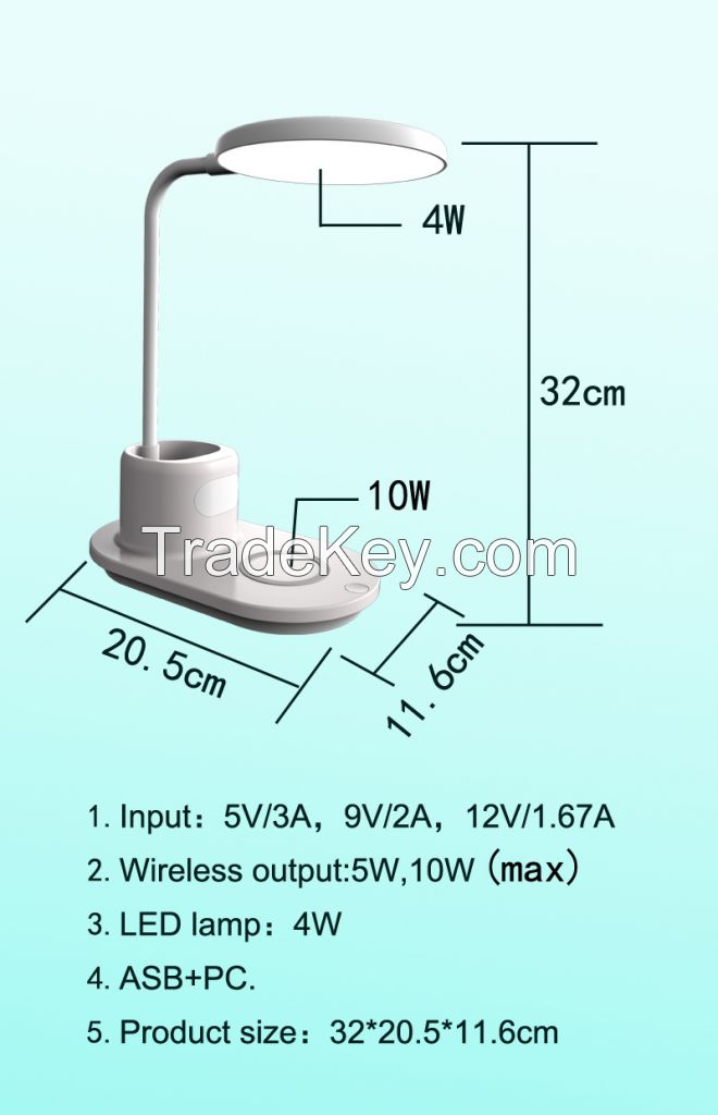 Table Desk Night Light For Home Bedroom Reading Room Children Gifts Mobile Phone Wireless Charger 10W With LED Lamp 