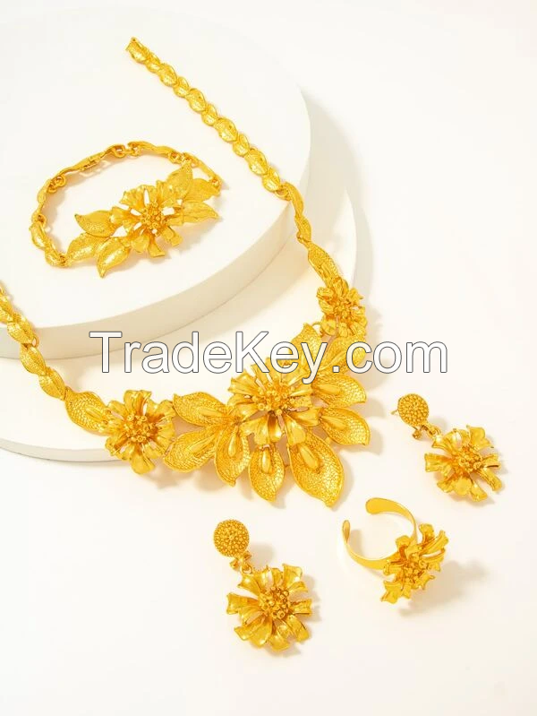 5pcs Flower Decor Jewelry Set