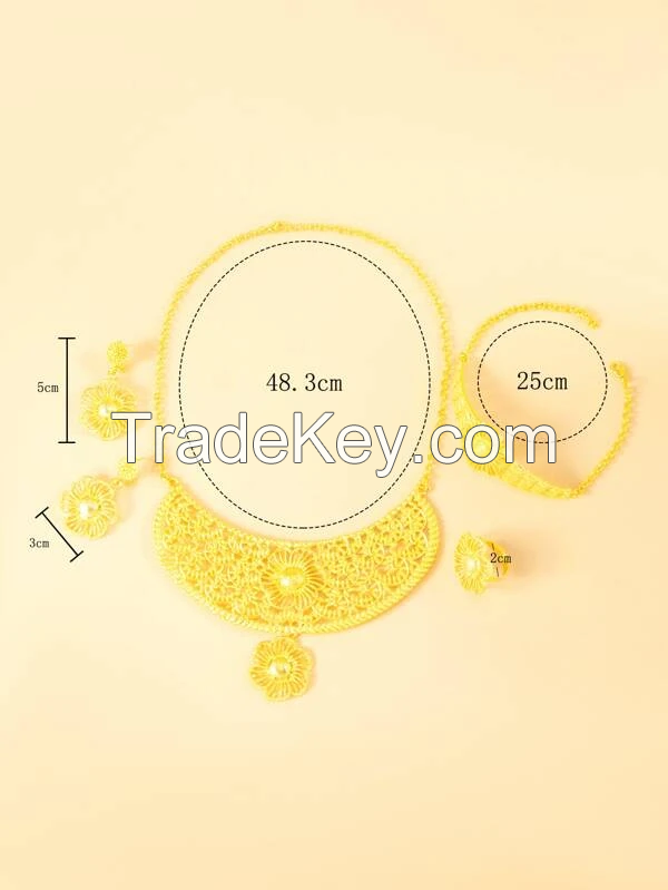 5pcs Hollow Out Flower Decor Jewelry Set