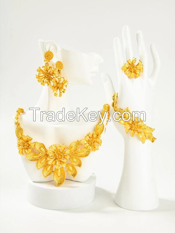 5pcs Flower Decor Jewelry Set