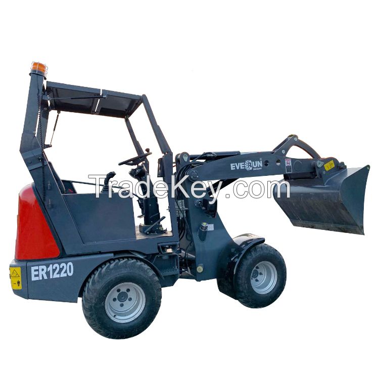 Everun new ER1220 1.2ton agricultural compact mulcher garden diesel bucket small mini front end wheel loader for sale