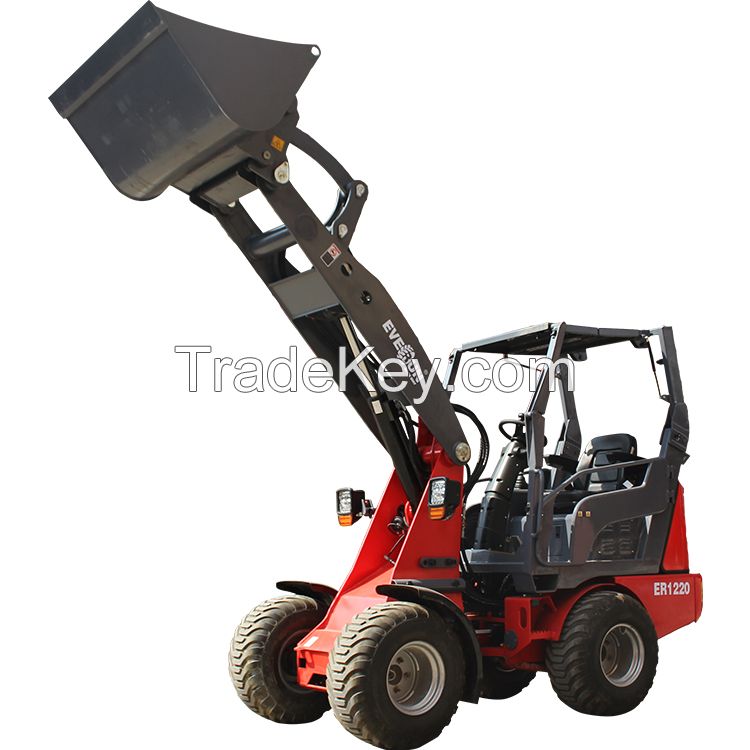 Everun new ER1220 1.2ton agricultural compact mulcher garden diesel bucket small mini front end wheel loader for sale