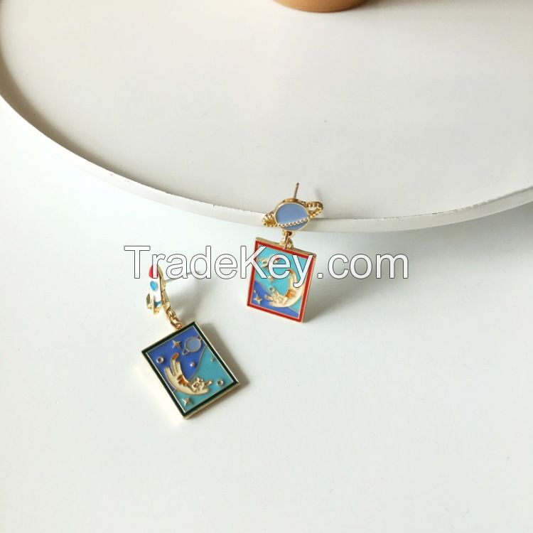 MUQINGWAN Bohemian Multi-Colored Sequin Hoop Gold Earrings