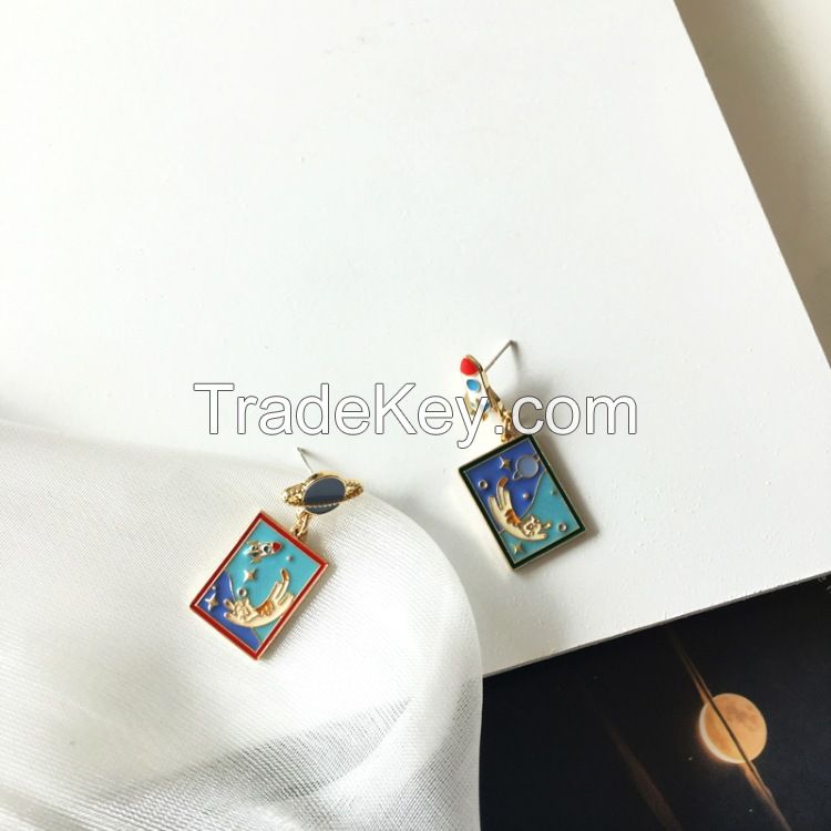 MUQINGWAN Bohemian Multi-Colored Sequin Hoop Gold Earrings