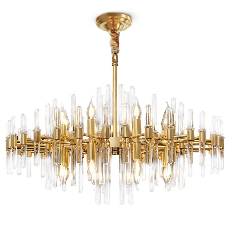 Brass copper crystal glass chandelier E14 Bulb Hotel lobby lighting living room lamp bedroom light