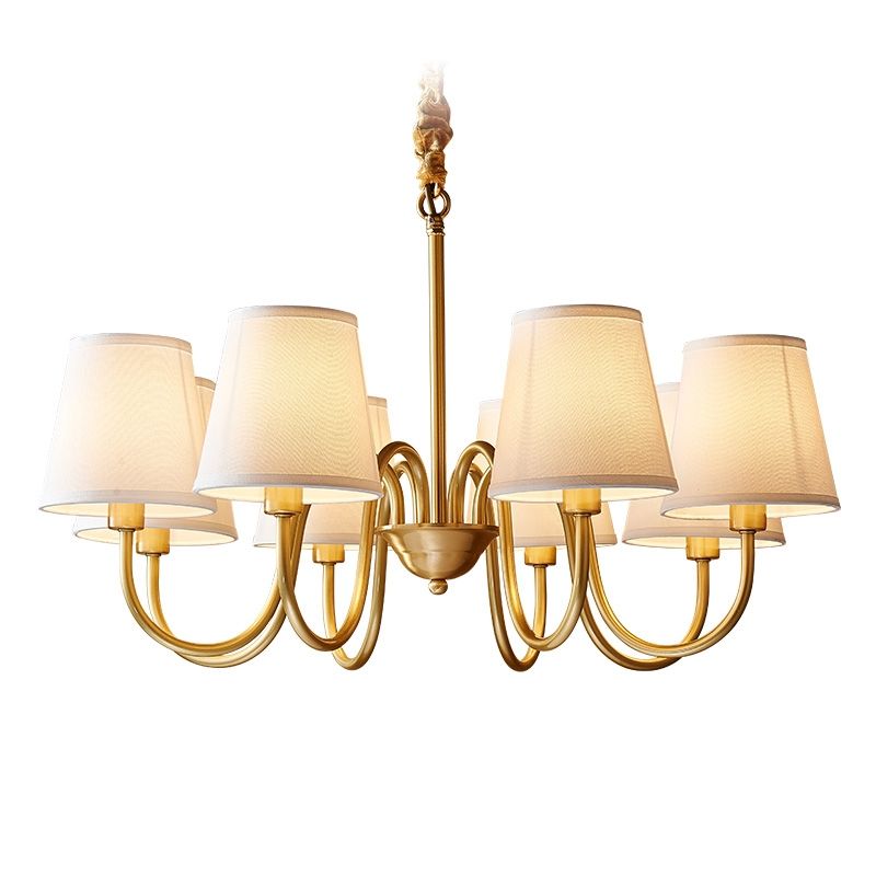 Brass copper linen fabric chandelier light