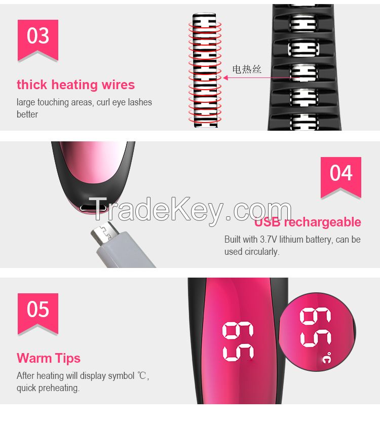 New Arrival Beauty Care Eyelash Curler Brush With Temperature Display