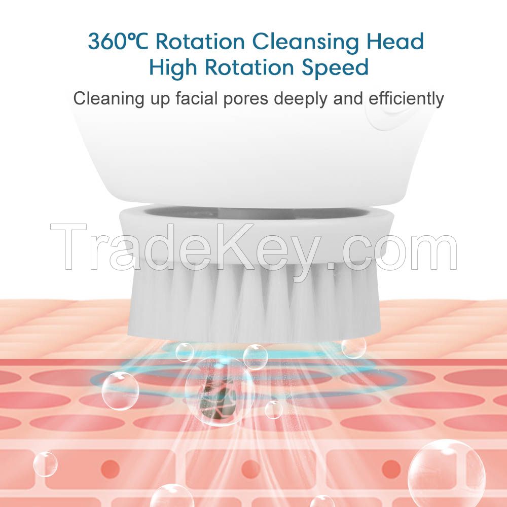 KIMAIRAY facial cleanser 2 removable heads mini beauty instrument rotating facial cleansing brush 