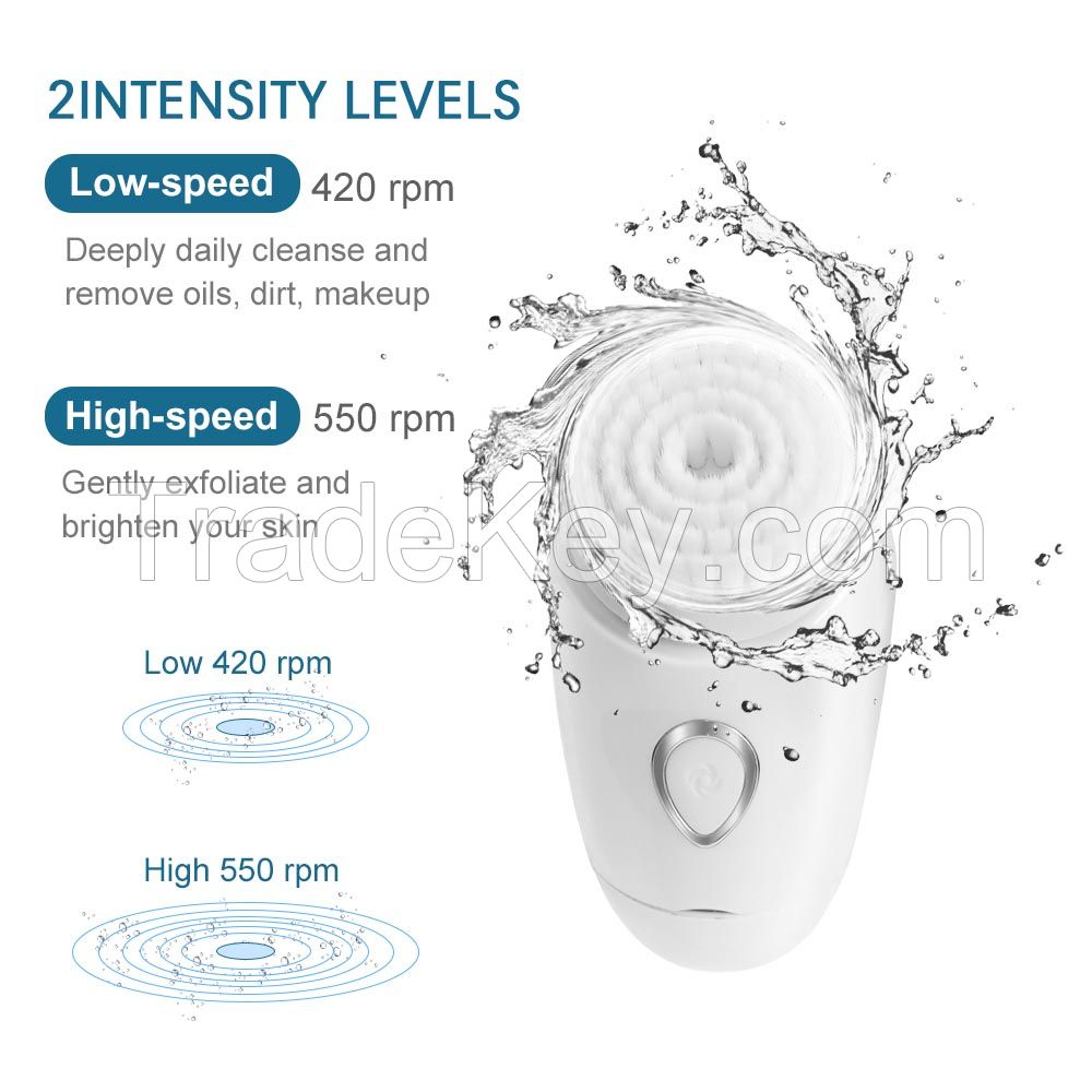 KIMAIRAY facial cleanser 2 removable heads mini beauty instrument rotating facial cleansing brush 