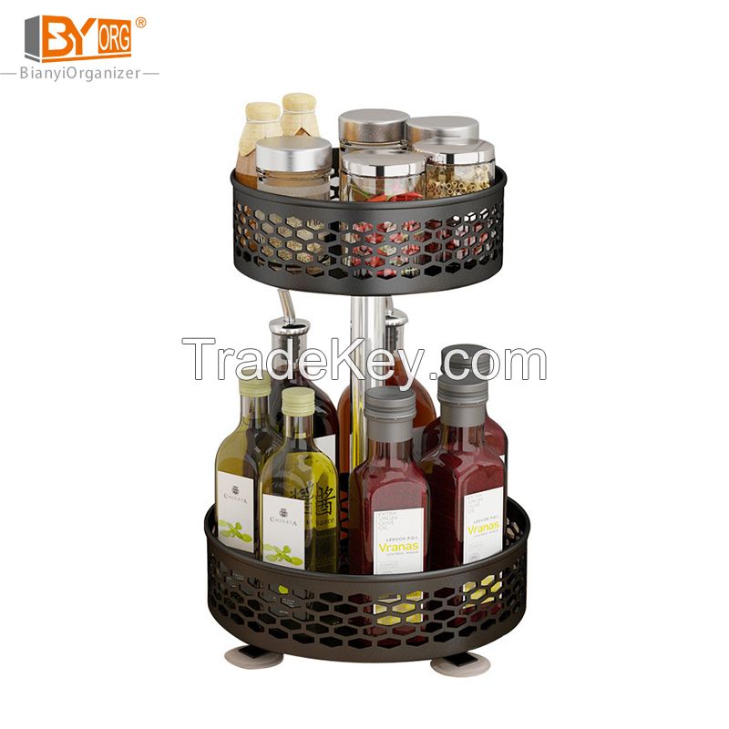 Adjustable Rotating Shelf 360 Degree Kitchen Livingroom Fruits Storage Basket Holder