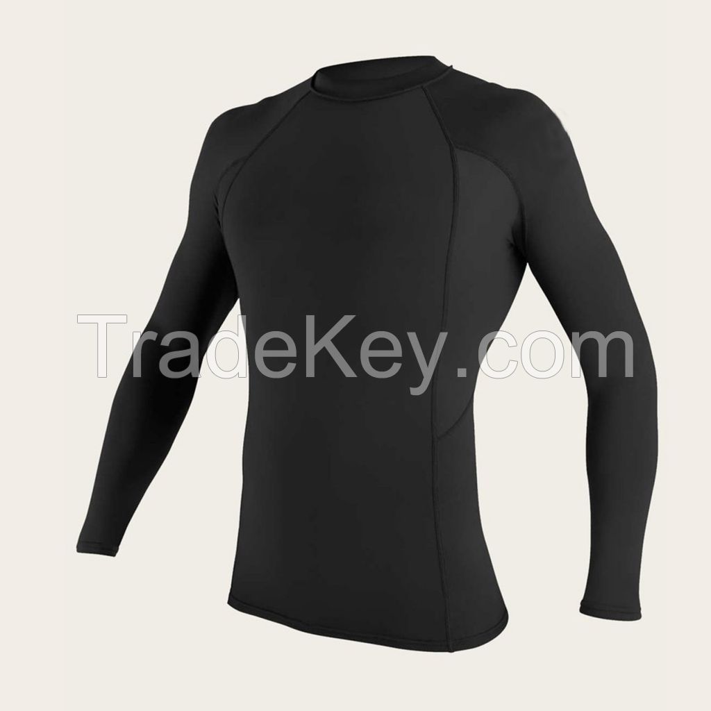 UPF 50 Sublimation Solid Color Printed Custom Logo Men Rash Guard Top Long Sleeve Swim Shirt MMA Surfing Rash Guard