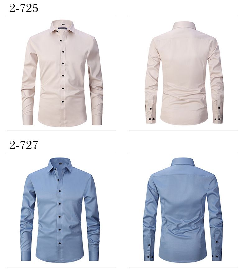 Men's elastic slim solid color long-sleeved shirt for suit