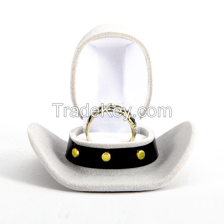 Hat Shape Flocking Jewelry Packgaing Boxes