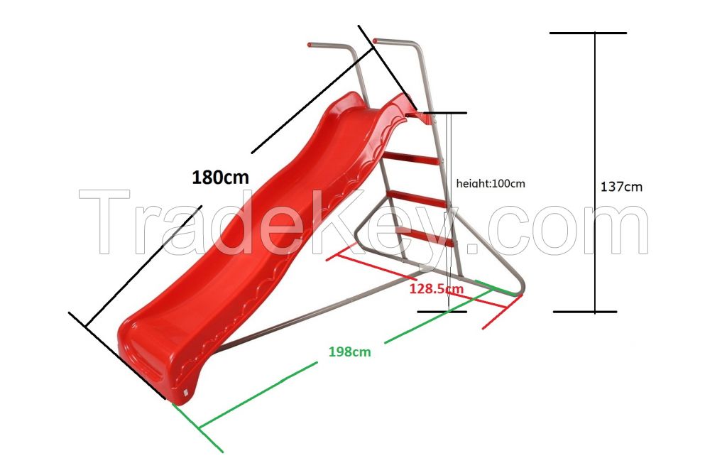 kids slide in patio garden playground amusement with 180cm length Plastic PP material