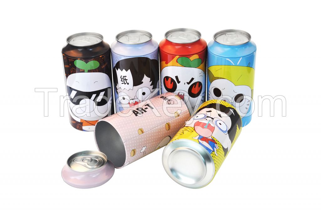 Custom cola shape tin cans metal tin cans for sock packing with removable lid