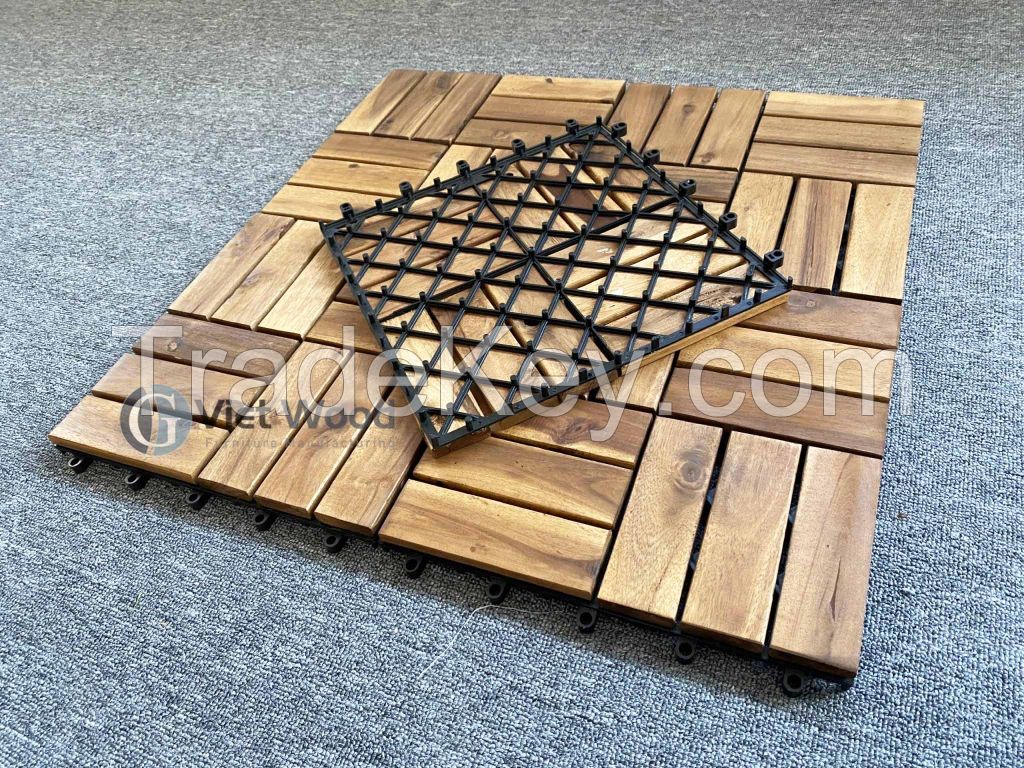 Acacia interlocking wood deck tiles 12 slats