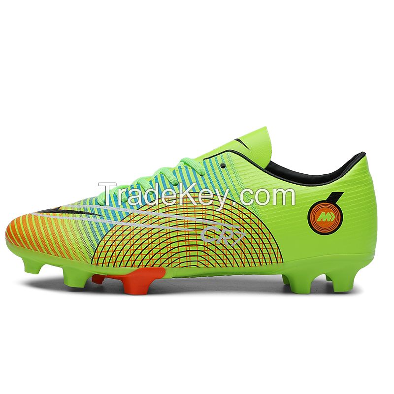 PU Surface TPU Sole Soccer Shoes Spikes Youth Student Training Competition Shoes(Green)