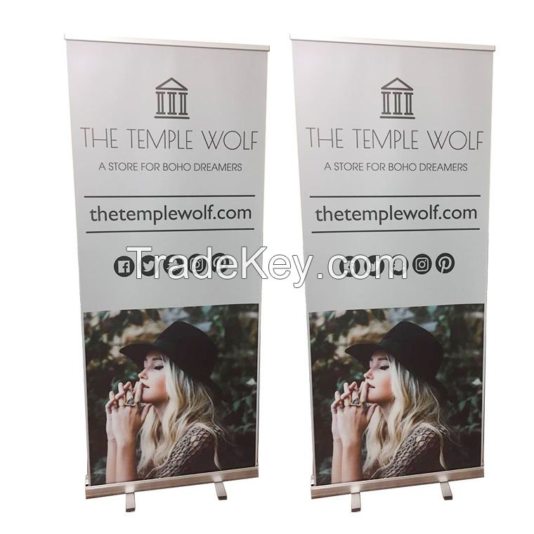 Custom Retractable Wide Digital Printing Aluminum Pull Up Display Advertising Roll Up Banner Stand