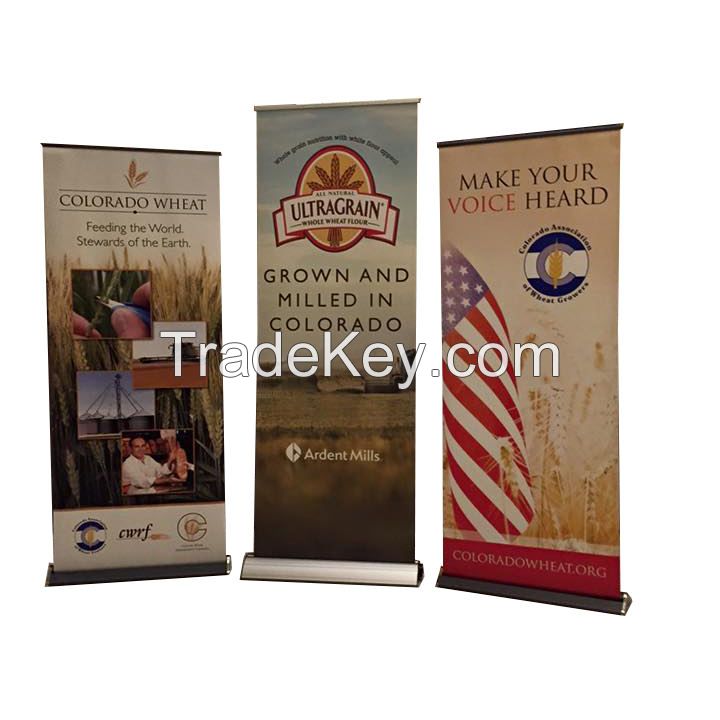 Custom Retractable Wide Digital Printing Aluminum Pull Up Display Advertising Roll Up Banner Stand