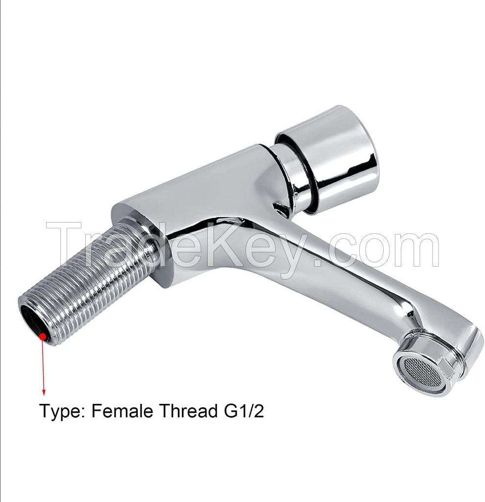 Delay Faucet Bathroom Push Tap Faucet Plated Chrome Self Closing Water Saving Delay Sink Tap for Public Kitchen Bathroom