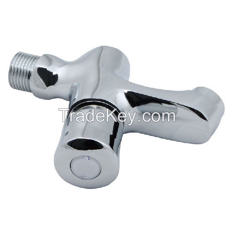 Brass wall faucet button type branch one cold delay faucet hand click on the public place of the faucet,