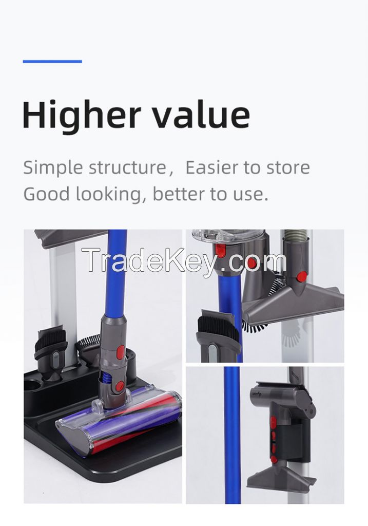 Freestanding Vacuum Stand for Dyson, Stable Bracket Docking Holder with 6-8 Accessories Storage Space, Compatible with Dyson V6 V7 V8 V10 V11 V15 SV18 SV21 Handheld Cordless Cleaner