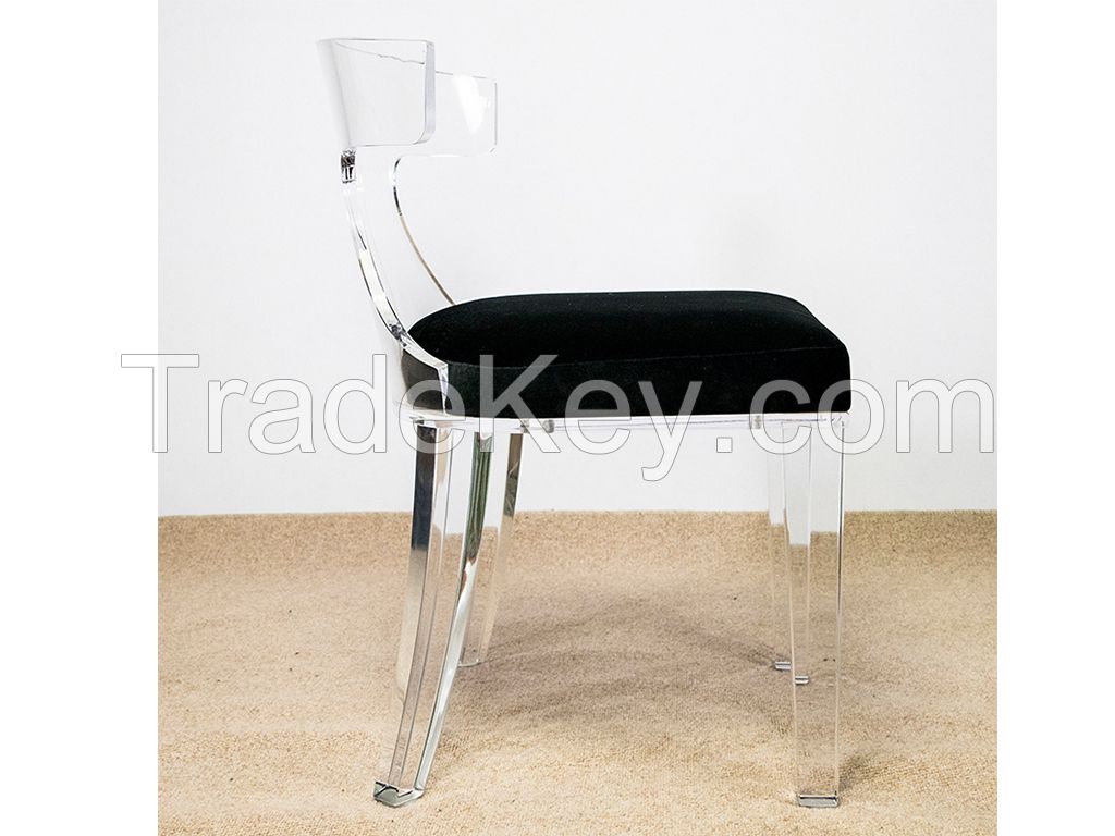 acrylic dining chair with fabric cushion