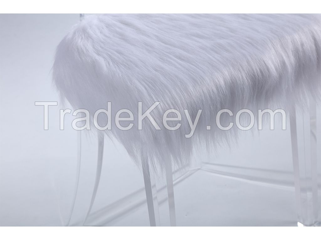 acrylic chair with fur cushion