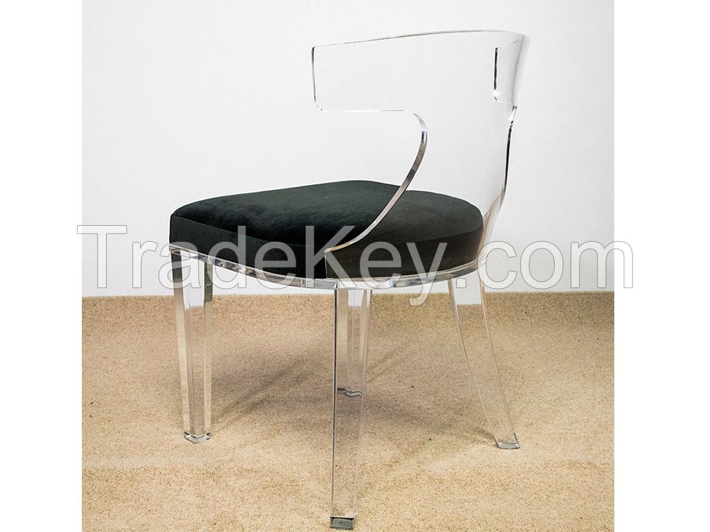 acrylic dining chair with fabric cushion