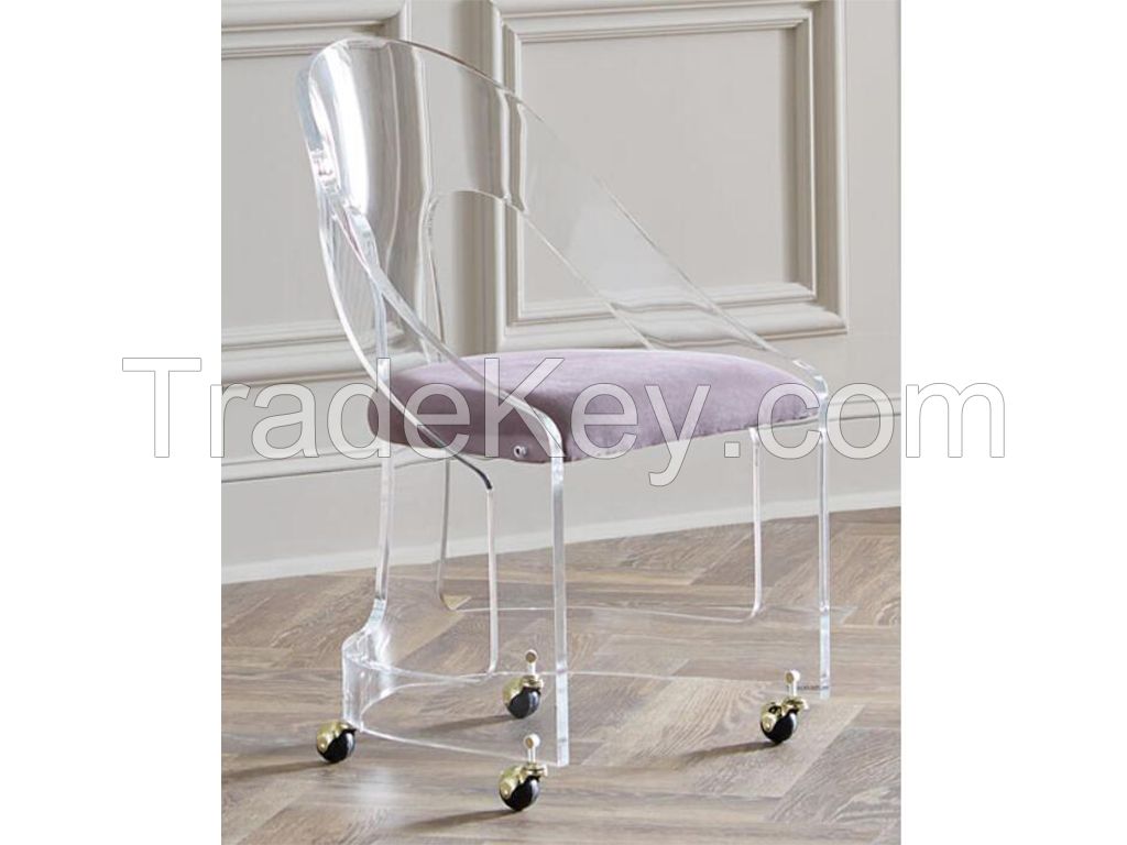 acrylic  swivel office chair with casters