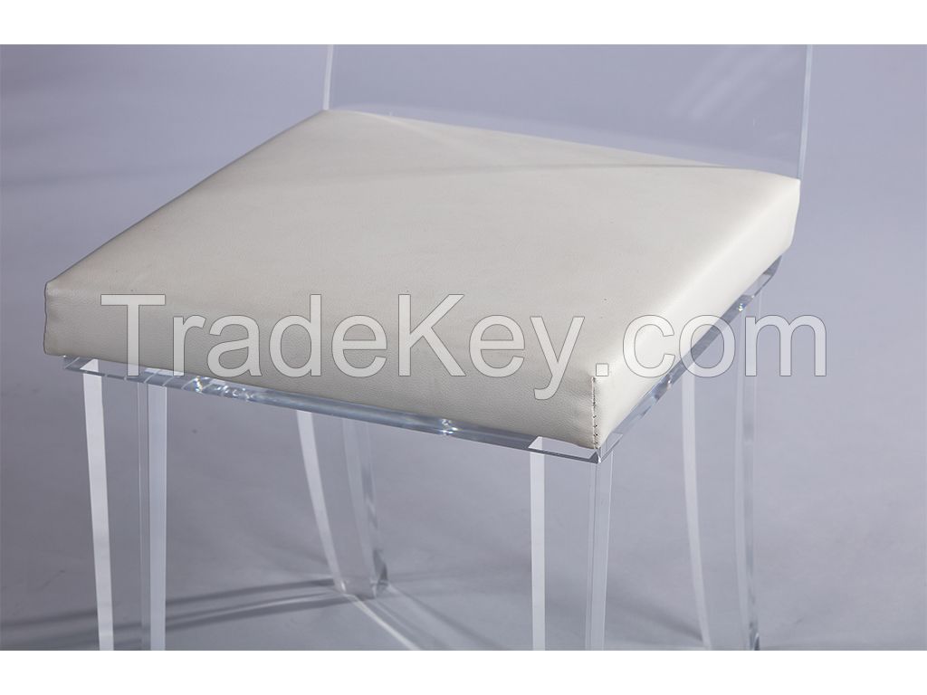 acrylic dining chair with fabric cushion