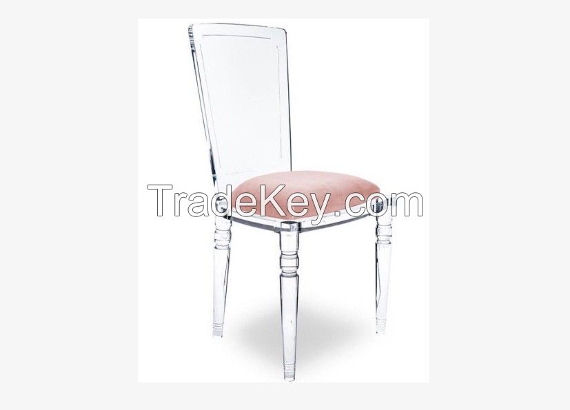 acrylic side chair with fabric cushion