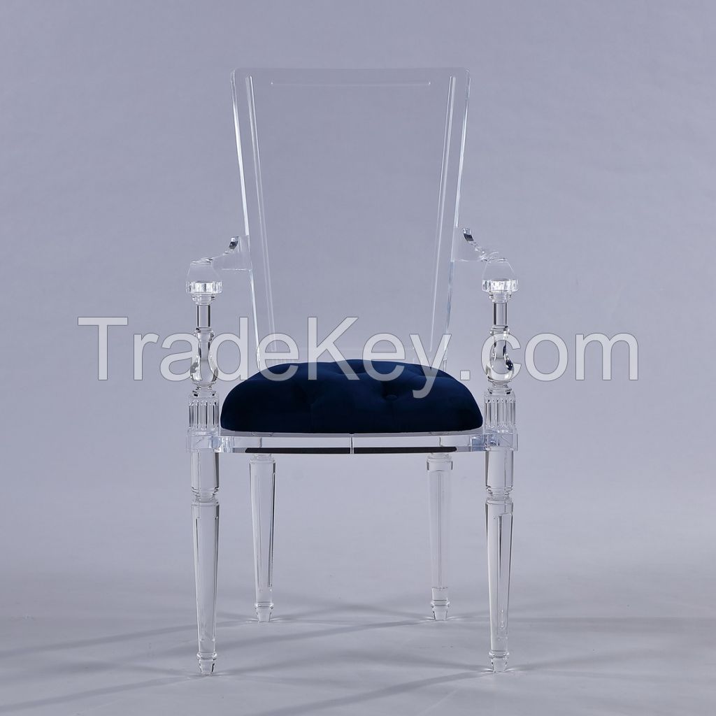 acrylic side chair with fabric cushion