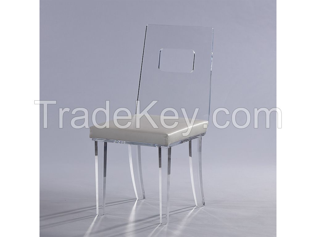 acrylic dining chair with fabric cushion