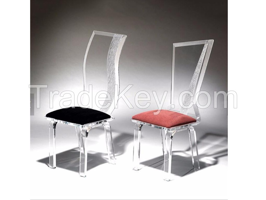 acrylic dining chair with fabric cushion