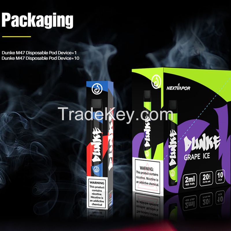 Spanish package TPD Original Nextvapor 600 puffs Disposable vape pen 2% 5% nicotine DUNKE mesh coil wholesale price electronic cigarette