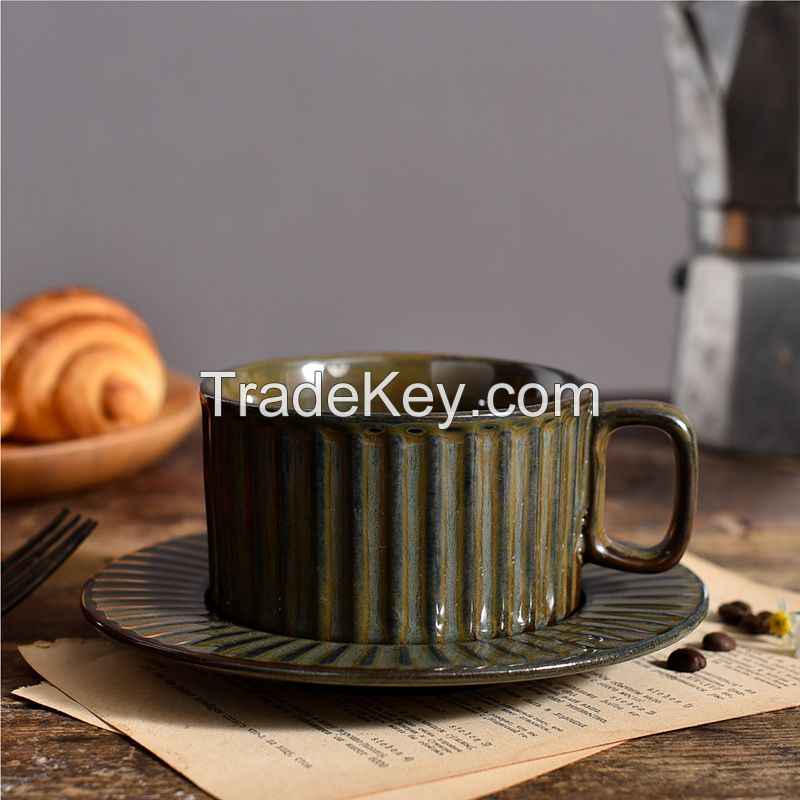 Kiln striped cups and saucers