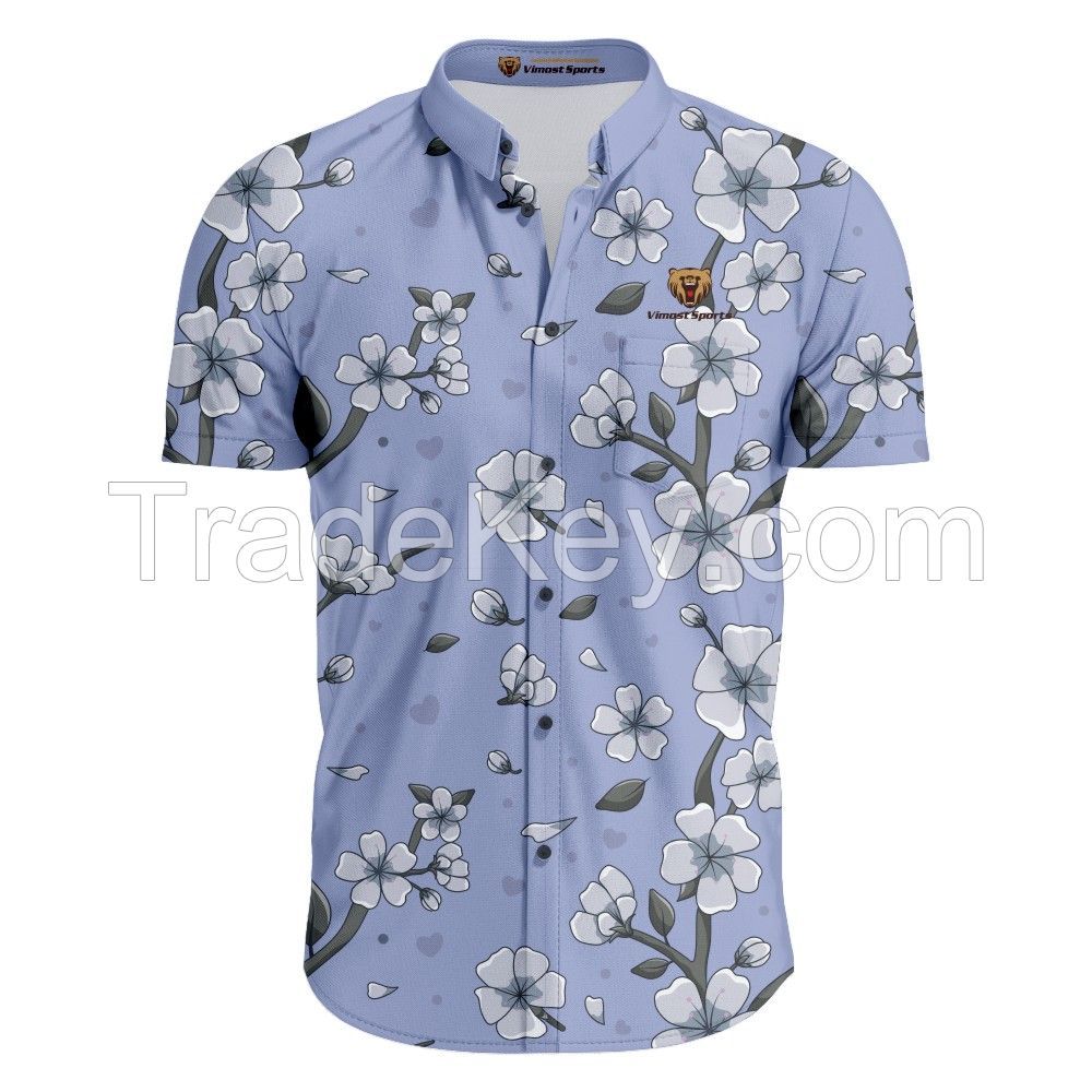  Custom Sublimation Polo Shirt of Flower Pattern with Purple Color 