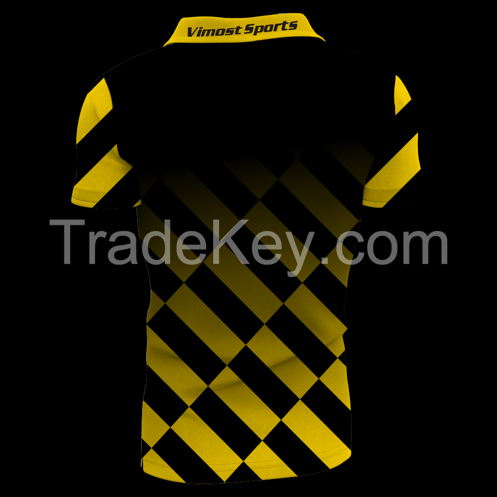  Custom Sublimation Polo Shirt  of Yellow and Black Colors 