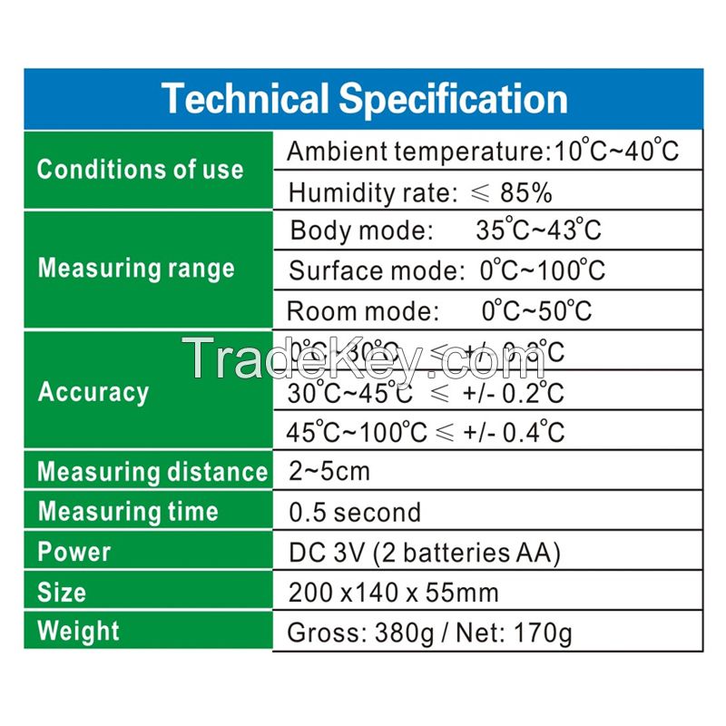 Infrared non-contact multipurpose thermometer, adult and child temperature gun, support for customization